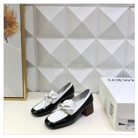 Loewe Soft Leather Bow Vintage High Heel Shoes For Women Black