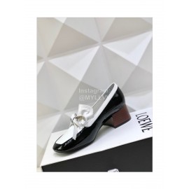 Loewe Soft Leather Bow Vintage High Heel Shoes For Women Black