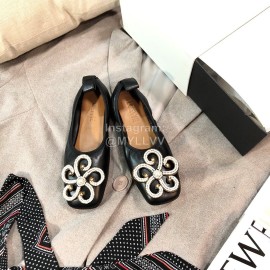 Loewe Spring Soft Sheepskin Ballet Shoes For Women Black