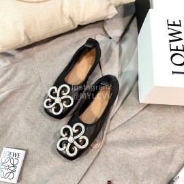 Loewe Spring Soft Sheepskin Ballet Shoes For Women Black