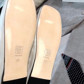 Loewe Spring Soft Sheepskin Ballet Shoes For Women White