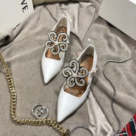 Loewe Pearl Flower Pointed High Heels For Women White