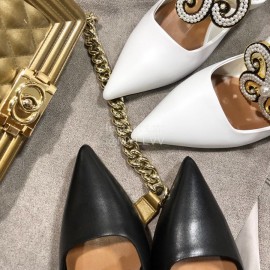 Loewe Pearl Flower Pointed High Heels For Women White