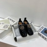 Loewe Patent Leather Square Head Ballet Shoes For Women Black