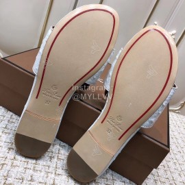 Loro Piana Summer Fashion Leather Slippers For Women White