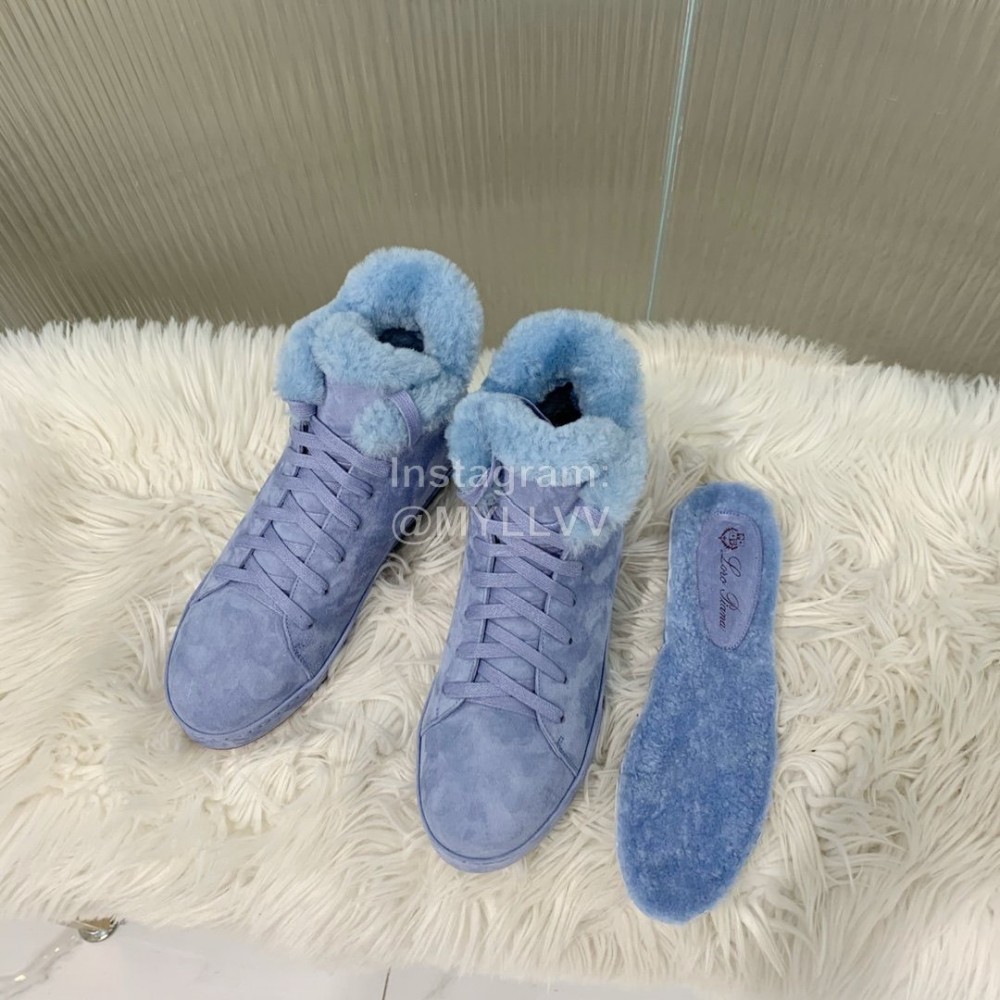 Loro Piana Winter Soft Cashmere Suede Boots For Women Blue