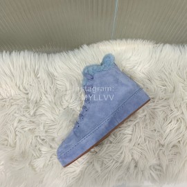 Loro Piana Winter Soft Cashmere Suede Boots For Women Blue