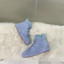 Loro Piana Winter Soft Cashmere Suede Boots For Women Blue