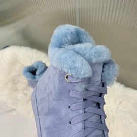 Loro Piana Winter Soft Cashmere Suede Boots For Women Blue