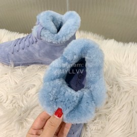 Loro Piana Winter Soft Cashmere Suede Boots For Women Blue