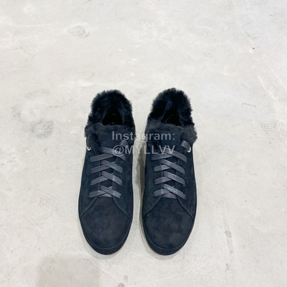 Loro Piana Winter Soft Cashmere Suede Shoes For Women Gray