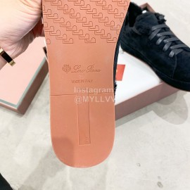 Loro Piana Winter Soft Cashmere Suede Shoes For Women Gray