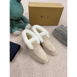 Loro Piana Winter Wool Loafers For Men And Women Beige