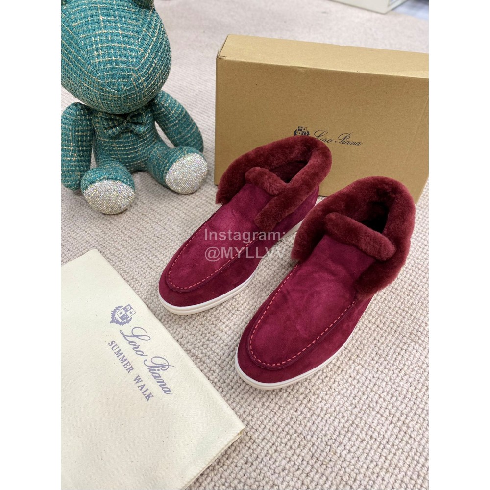 Loro Piana Winter Wool Loafers For Men And Women Red