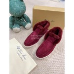 Loro Piana Winter Wool Loafers For Men And Women Red