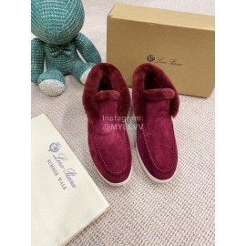 Loro Piana Winter Wool Loafers For Men And Women Red