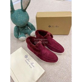 Loro Piana Winter Wool Loafers For Men And Women Red