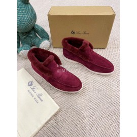 Loro Piana Winter Wool Loafers For Men And Women Red