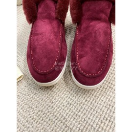 Loro Piana Winter Wool Loafers For Men And Women Red