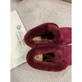 Loro Piana Winter Wool Loafers For Men And Women Red