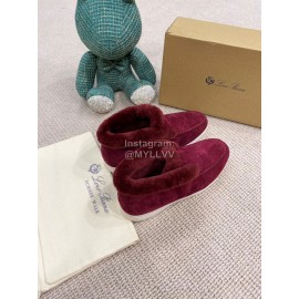 Loro Piana Winter Wool Loafers For Men And Women Red