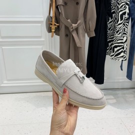 Loro Piana Soft Cashmere Loafers For Women Light Gray