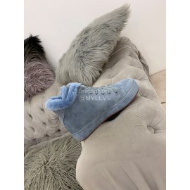 Loro Piana Cashmere Suede Lace Up Shoes For Women Blue