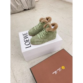 Loro Piana Cashmere Suede Lace Up Shoes For Women Green