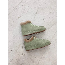 Loro Piana Cashmere Suede Lace Up Shoes For Women Green