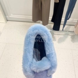 Loro Piana Cashmere Suede Wool Loafers Blue For Women