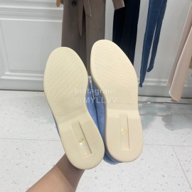 Loro Piana Cashmere Suede Wool Loafers Blue For Women