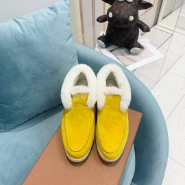 Loro Piana Cashmere Suede Wool Loafers For Women Yellow