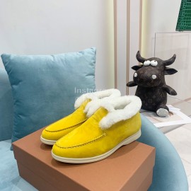 Loro Piana Cashmere Suede Wool Loafers For Women Yellow