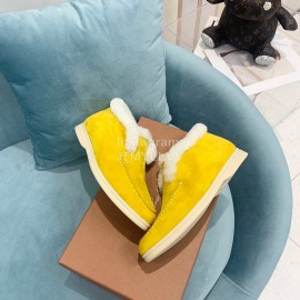 Loro Piana Cashmere Suede Wool Loafers For Women Yellow