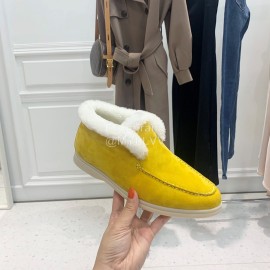 Loro Piana Cashmere Suede Wool Loafers For Women Yellow