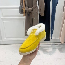 Loro Piana Cashmere Suede Wool Loafers For Women Yellow