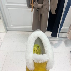 Loro Piana Cashmere Suede Wool Loafers For Women Yellow