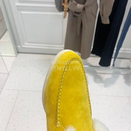 Loro Piana Cashmere Suede Wool Loafers For Women Yellow