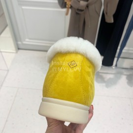 Loro Piana Cashmere Suede Wool Loafers For Women Yellow