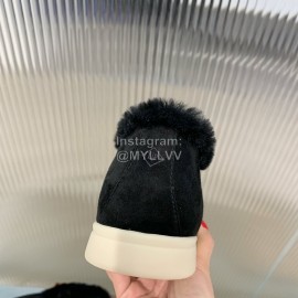 Loro Piana Cashmere Suede Wool Loafers For Women Black