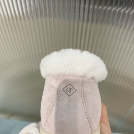 Loro Piana Cashmere Suede Wool Loafers For Women Light Gray