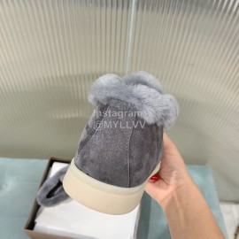 Loro Piana Cashmere Suede Wool Loafers For Women Gray