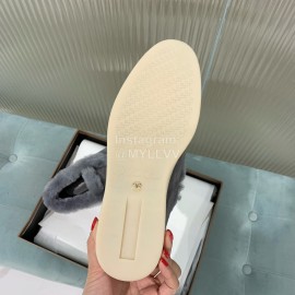 Loro Piana Cashmere Suede Wool Loafers For Women Gray