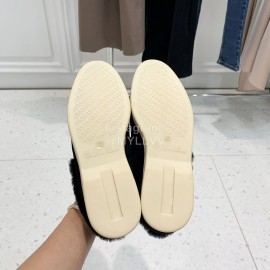 Loro Piana Soft Cashmere Suede Wool Loafers For Women Black