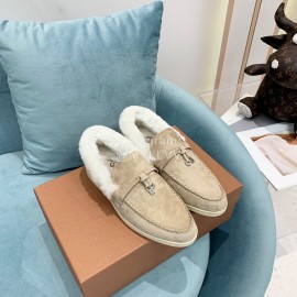 Loro Piana Soft Cashmere Suede Wool Loafers For Women