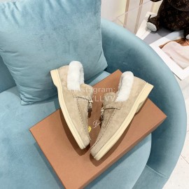 Loro Piana Soft Cashmere Suede Wool Loafers For Women