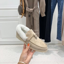 Loro Piana Soft Cashmere Suede Wool Loafers For Women