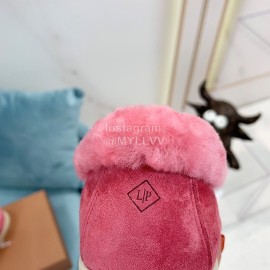 Loro Piana Soft Cashmere Suede Wool Loafers For Women Rose Red