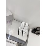 Lost In Echo Cowhide Pointed High Heeled Sandals For Women White