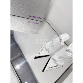 Lost In Echo Cowhide Pointed High Heeled Sandals For Women White